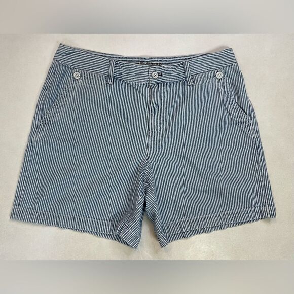 Polo Jeans Ralph Lauren Denim Jean Shorts Women Size 14 Blue White Striped - Picture 1 of 5